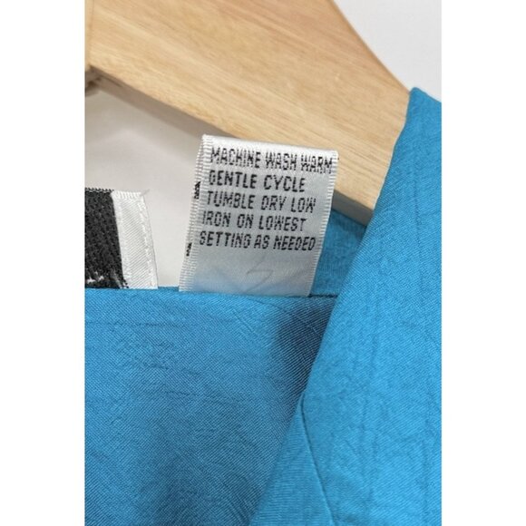 Christie & Jill Bright Blue Gold Nautical Button Up Shirt Blouse Blouse Sz 6 - Picture 5 of 8